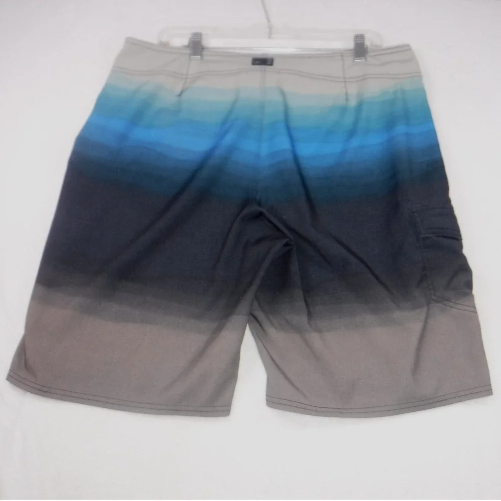 ONeill Mens Blue Grey Ombre Board Shorts Size‎ 34 Cargo Pocket Swim Trunks